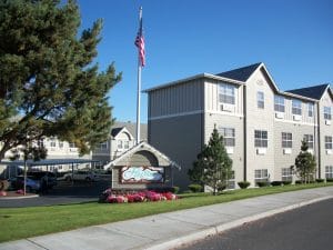 Outside of Flagstone senior living community in The Dalles, OR